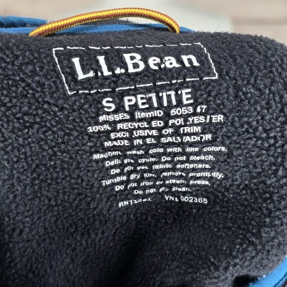 Women's L.L.Bean Sweater Fleece Blue Color Block Half-Zip Pullover Small Petite - Picture 8 of 8